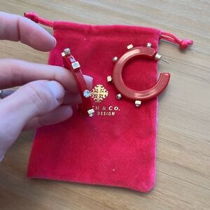 NWOT Smith & Co Red and metal earrings. Worn once and NO stones missing!